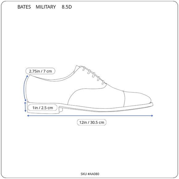 Bates Lites Black Leather Oxford Men 8.5D Black Military E00932 Dress NIB - Picture 6 of 16